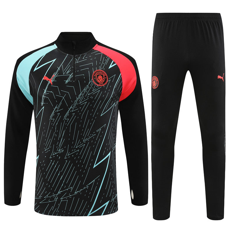 Buzo Completo Manchester City Negro Diseño Celeste